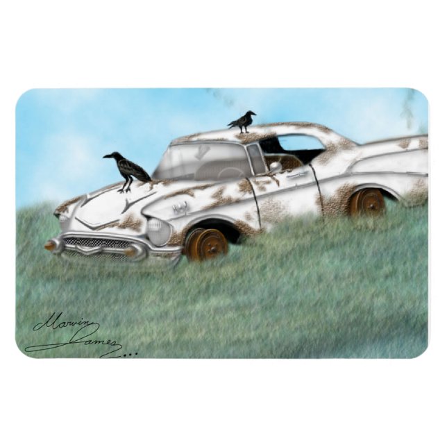 57 Chevy ut till betesmark Magnet (Horisontell)