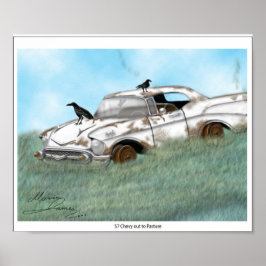 57 Chevy ut till Pasture. Poster