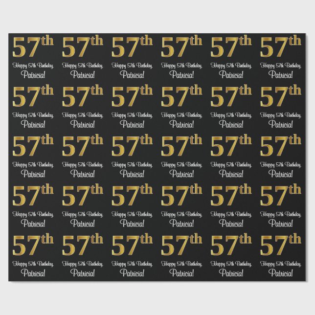 57:e födelsedagen: Elegant Luxurious Faux Guld Tit Presentpapper (Platt)