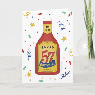 57:e födelsedagen Funny Ketchup Flaska Kort