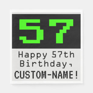 57:e födelsedagen - Nerdy/Geeky Stil "57" och Namn Pappersservett