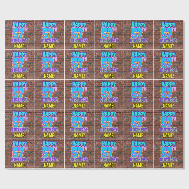 57:e födelsedagen: Roligt, Urban Graffiti Inspired Presentpapper (Platt)
