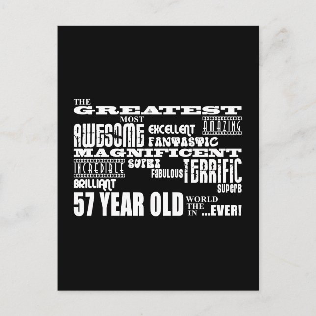 57:e Födelsedagsfesten Underbarare femtiosju år Inbjudan Vykort (Framsida)