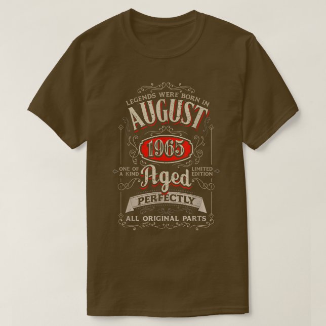57:e födelsedagslätten född augusti 1965 57 år gam t shirt (Design framsida)