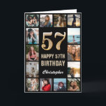 57:e Grattis på födelsedagen Black and Guld Photo  Kort<br><div class="desc">57:e Grattis på födelsedagen Black and Guld Photo Collage Birthday Card. Om du vill göra ytterligare anpassningar klickar du på knappen "Anpassa" och användor verktyg som är utformat för att ändra mallen.</div>