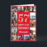 57:e Grattis på födelsedagen Red and Guld Photo Co Kort<br><div class="desc">57:e Grattis på födelsedagen Red and Guld Photo Collage Birthday Card. Om du vill göra ytterligare anpassningar klickar du på knappen "Anpassa" och användor verktyg som är utformat för att ändra mallen.</div>