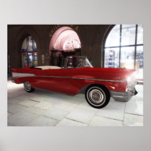 '57 röda Chevy - - KICKupplösning! Poster