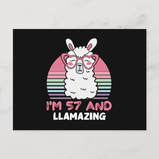 57 Year Old Bday Llamazing 57th Birthday Llama Vykort (Framsida)