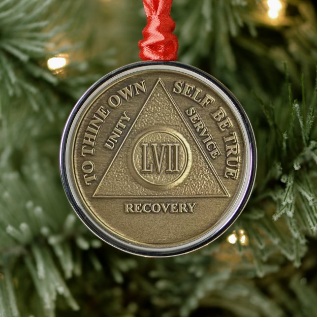 57 Year Sober Anniversary Medallion | Recovery Julgransprydnad Metall (Träd)