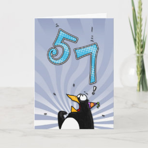 57th födelsedag - pingvinöverrrakningkort kort