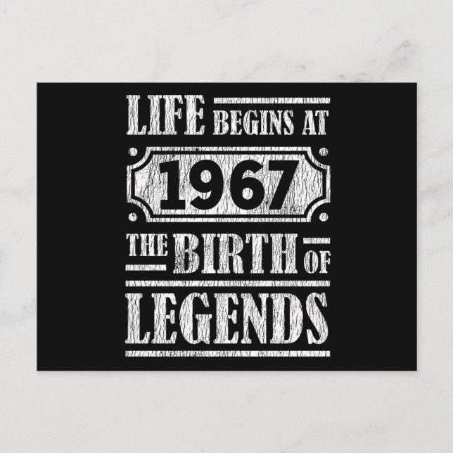 58 Årig 1967 Födelsedag För En Legend 58-årsdag Vykort (Framsida)