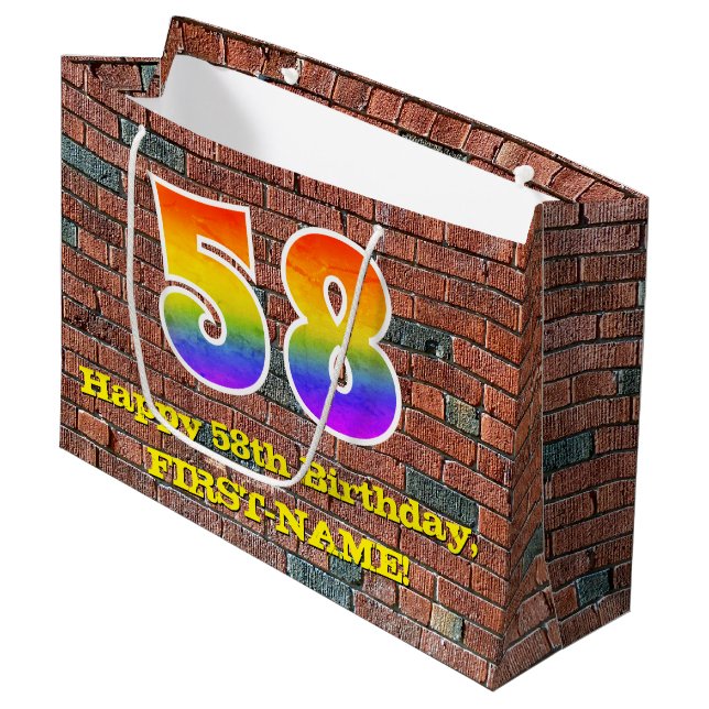 58-årsdag: Kul, Graffiti-Inspirerad Regnbåge # 58 (Framsidan Vinklad)