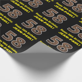 58-årsdag: Namn & falskt trästrukturmönster "58" Presentpapper
