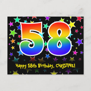 58-årsdag: Roliga stjärnor Mönster, Regnbåge 58, N Vykort