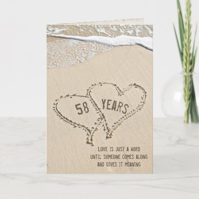 58-årsjubiléet Beach Hearts Card Kort (Framsida)