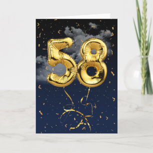 58:e födelsedag Guld Mylar Balloon and Confetti Ca Kort