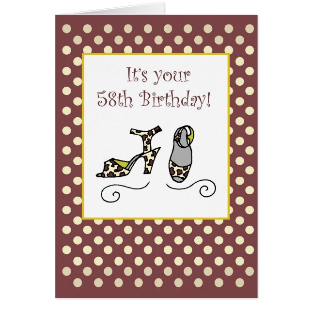 58:e födelsedag Kvinnor i skor Hälsningskort (Framsidan)