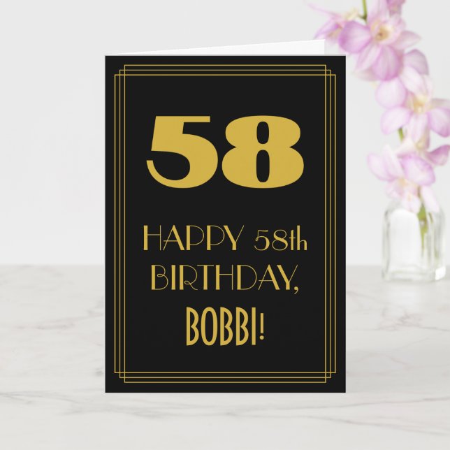 58:e födelsedagen - Art Deco Inspired Titta "58" o Kort (Orkide)