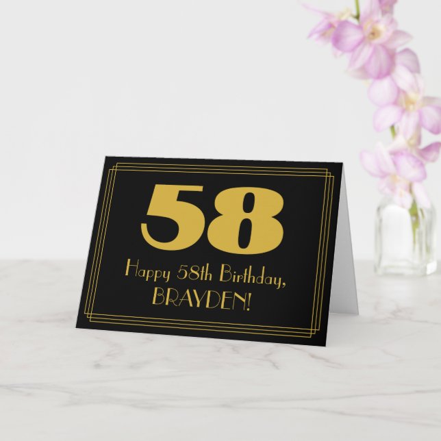 58:e födelsedagen: Art Deco Inspired Titta "58" oc Kort (Orkide)