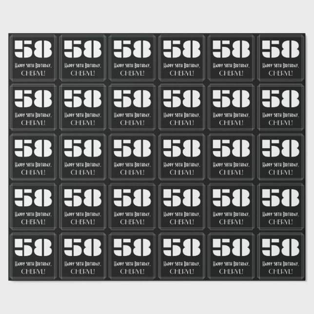 58:e födelsedagen: Art Deco Inspired Titta "58" oc Presentpapper (Seam)