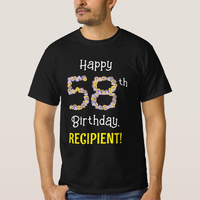 58:e födelsedagen: Blommigt Flowers Number "58" +  T Shirt (Framsida)