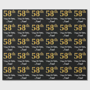 58:e födelsedagen: Elegant Luxurious Faux Guld Tit Presentpapper