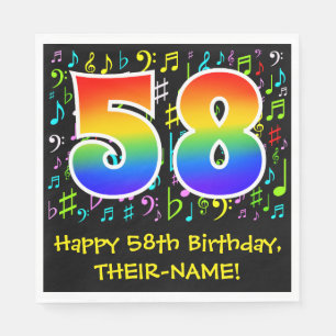 58:e födelsedagen - färgstarka musiksymboler, re pappersservett