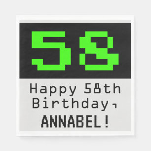 58:e födelsedagen - Nerdy/Geeky Stil "58" och Namn Pappersservett