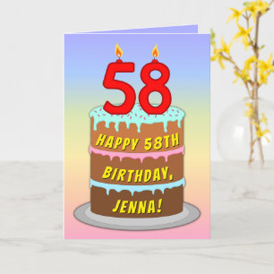 58:e födelsedagen - Roligt Cake & Candles, med ege Kort