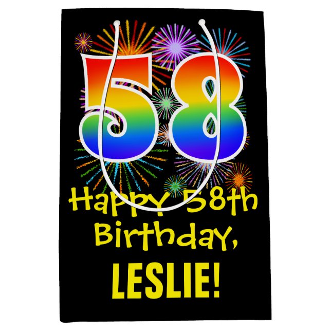 58:e födelsedagen: Roligt Fireworks Mönster + Rain (Framsidan)