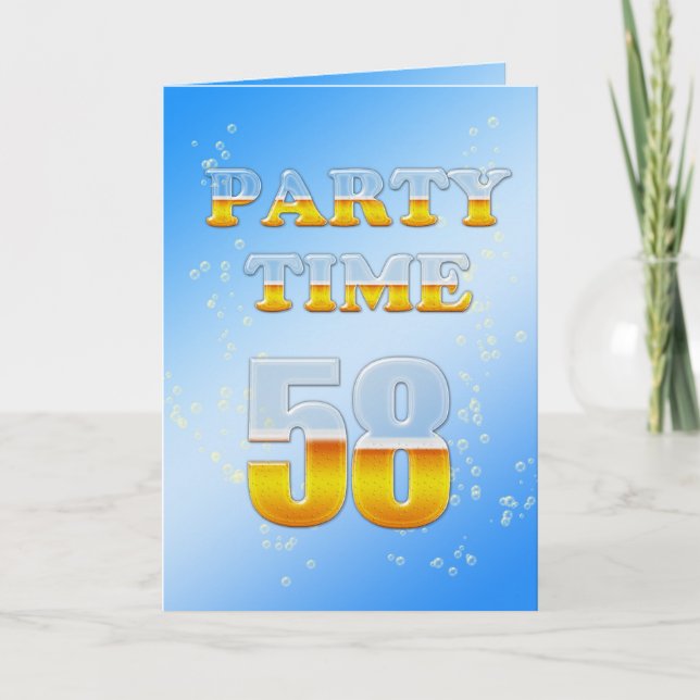 58:e födelsedagsfest inbjudan med öl (Framsida)