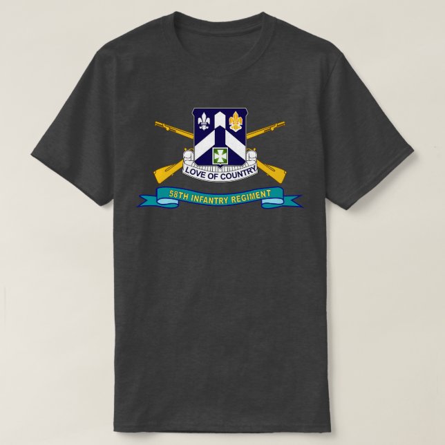 58:e infanteriregim DUI w Br Ribbon X T Shirt (Design framsida)