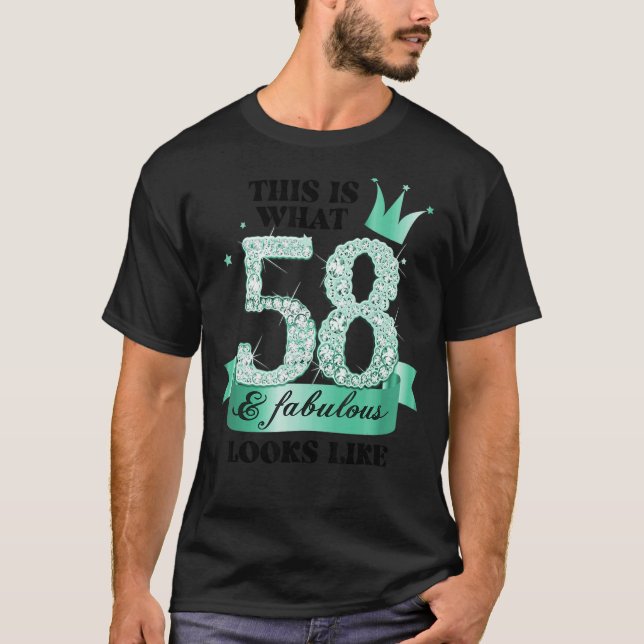 58 & Fabulous I Turquise White Party Group Photo T Shirt (Framsida)