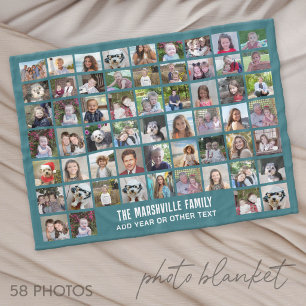 58 Fotokollagegaller med text - grön Fleecefilt