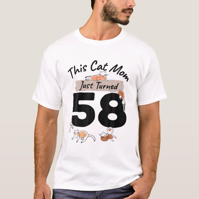 58 katt Mamma-dag 58 katt Lover Birthda T Shirt (Framsida)