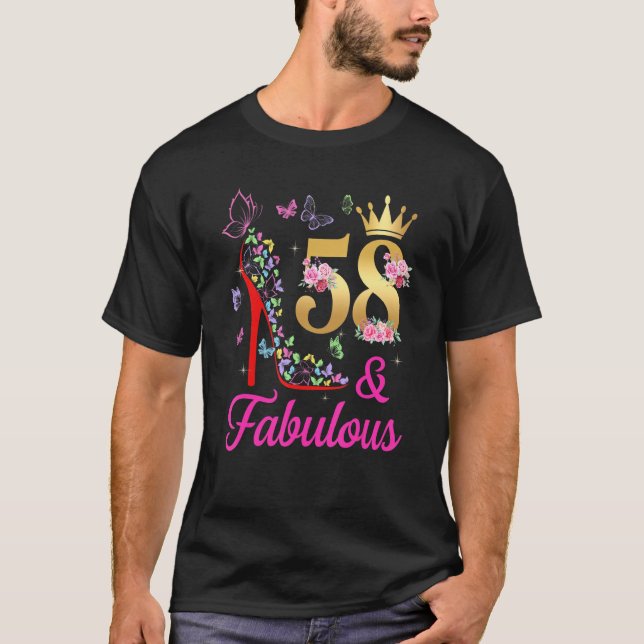 58 och Fabulösa 58 år gamla 58 dagar gamla fjärila T Shirt (Framsida)