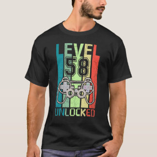 58 Olåst videospelare på nivå 58:e födelsedagen Te T Shirt