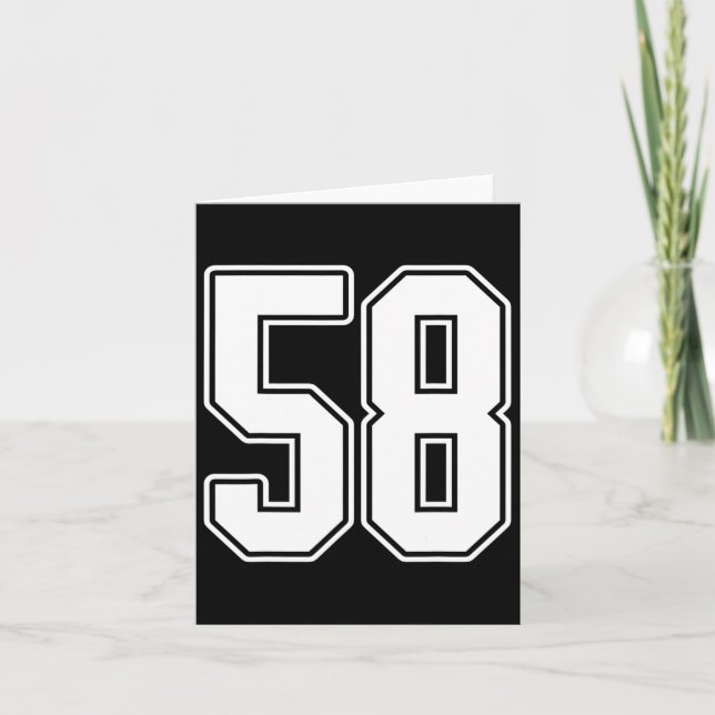 #58 Vit kontur Nummer 58 Sportfans tröja stil Kort (Framsida)