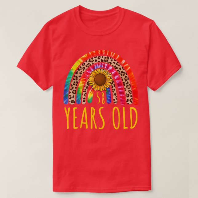 58 Years Old 58th Birthday Tie Dye Sunflower Leopa T Shirt (Design framsida)