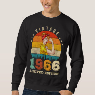 59 Ålder Bday 1966 Vintage 59:e födelsedagen Kvinn Lång Ärmad Tröja