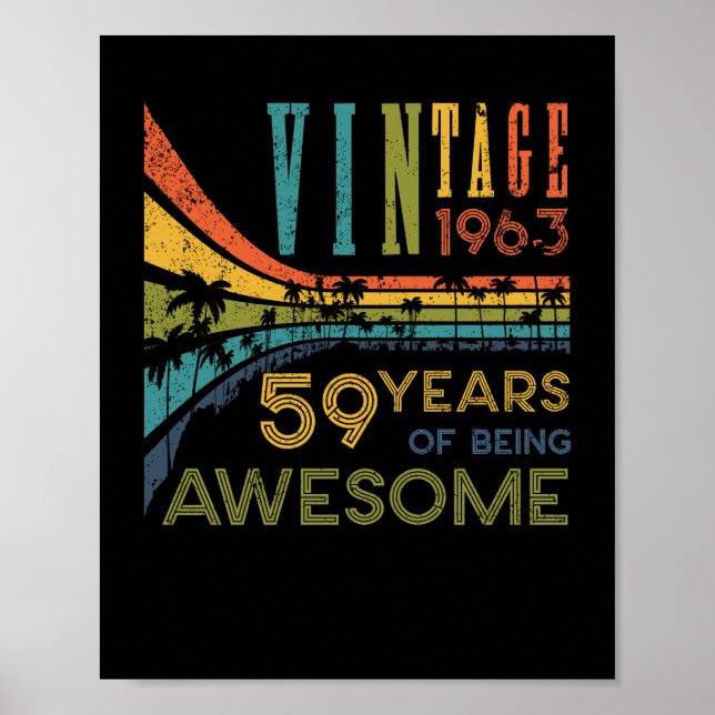 59 Åldersdagars Vintage 1963 59:e födelsedagen Poster (Framsidan)
