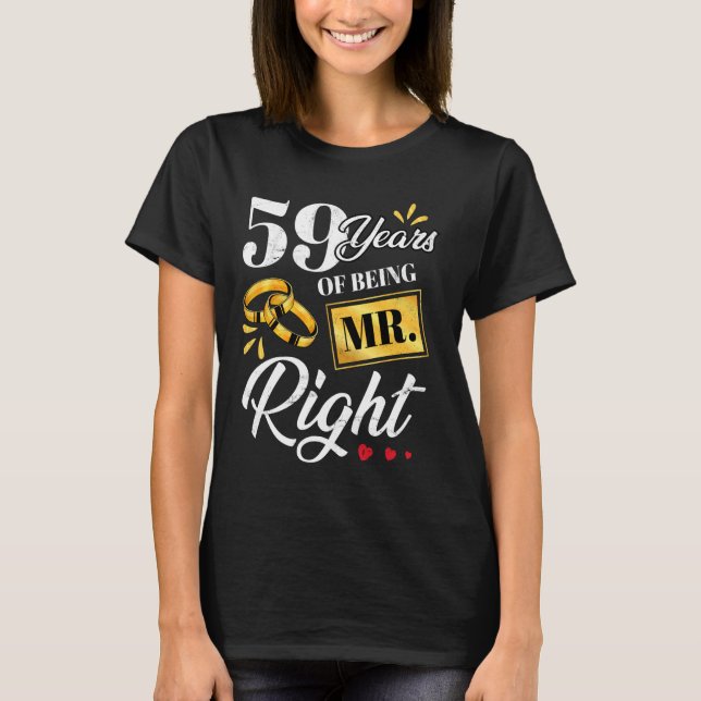 59 år av herr Höger, ett par Bröllop A T Shirt (Framsida)