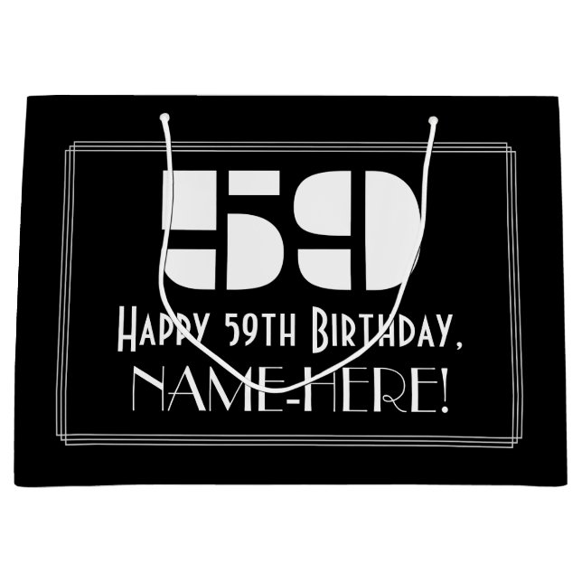 59-årsdag ~ Art Deco Inspirerad Look "59" + Namn (Framsidan)