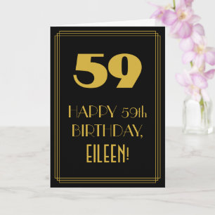 59-årsdag ~ Art Deco-inspirerad look "59" & Namn Kort