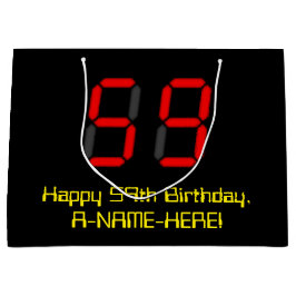 59-årsdag: Röd digital klockstil "59" + Namn