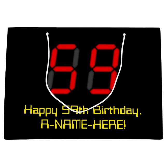 59-årsdag: Röd digital klockstil "59" + Namn (Framsidan)