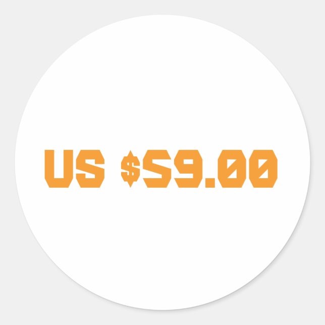 59 dollar runt klistermärke (Framsida)