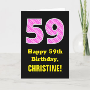 59:e födelsedag: Rosa Rand och örter "59" + Namn Kort