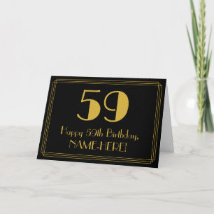 59:e födelsedagen: Art Deco Inspired Titta "59" +  Kort