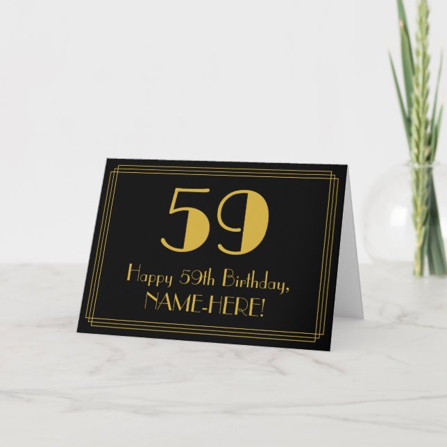 59:e födelsedagen: Art Deco Inspired Titta "59" +  Kort (Framsida)